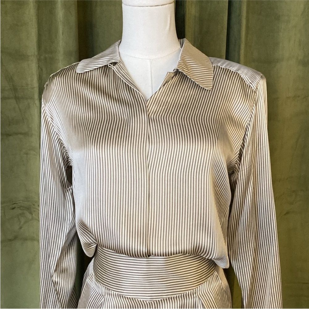 Geoffrey Beene Elegant Beige Women's  100% silk Pantsuit, US6 - Picture 4 of 12